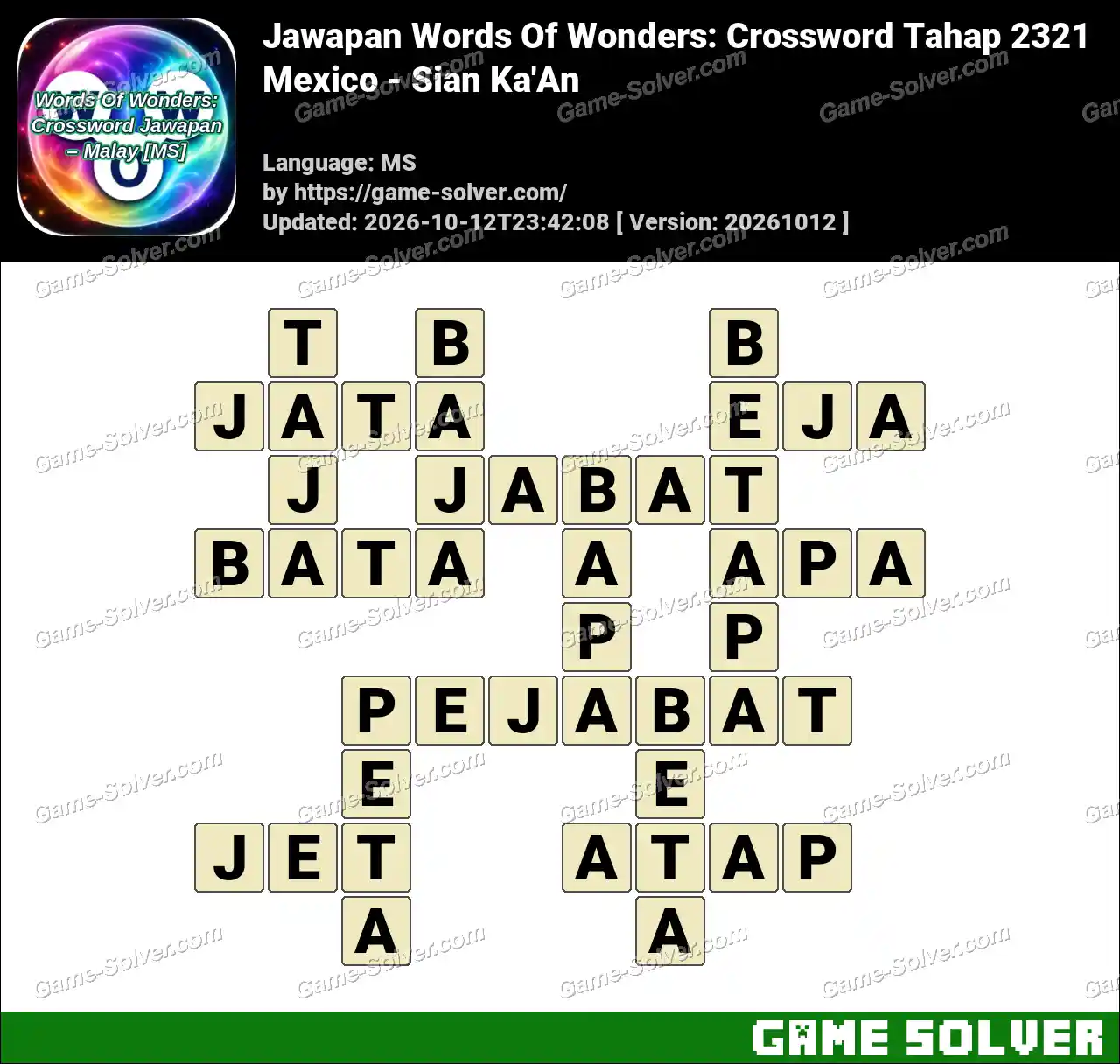 Jawapan Words Of Wonders: Crossword Tahap 2321 – Mexico – Sian Ka’An
